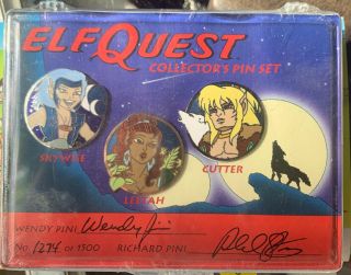 Elf Quest Collector’s Pin Set No.  1274 Of 1500 Signed Autographed