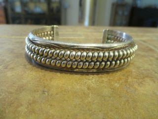 Extra Fine Vintage Navajo Sterling Silver Coiled Wire Design Bracelet