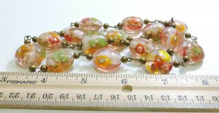 Vintage Peach Color Millefiori Lampwork Art Glass Bead Necklace DE19125 2