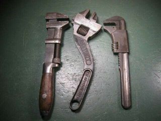 Old Vintage Mechanics Tools Early Adjustable Wrenches Group 3 Types
