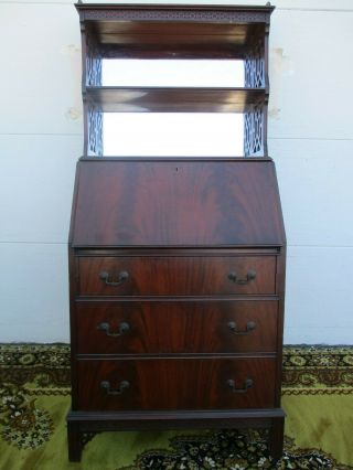 Antique Mahogany Desk Vintage Drop Front Secretary Chinese Chippendale,  Gallery