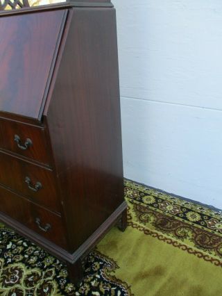 antique mahogany desk vintage drop front secretary chinese chippendale,  gallery 3