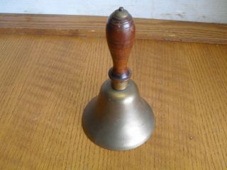 Vintage 4 " Hand Bell With Wooden Handle.  6.  5 " Tall (90409 - 2)