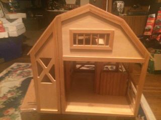 Vintage Handmade Wood Toy Barn Horse Farm Play Barn For Cows And Animals Large