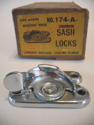 Vintage Nos Chrome Plated Wrought Brass Window Sash Locks Lawrence Bros.  U.  S.  A.