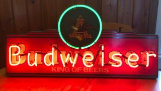 Vintage Large Budweiser Neon Sign Man Cave Bar 29.  5 " Long Awesome