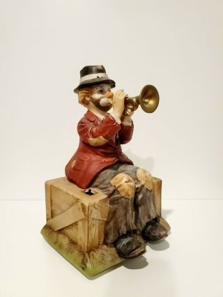 Vintage Waco Melody In Motion Musical Hobo Clown Willie Porcelain With Trumpet