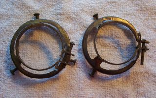 2 Antique 2 - 1/4 " Glass Shade Holders - Antique Brass