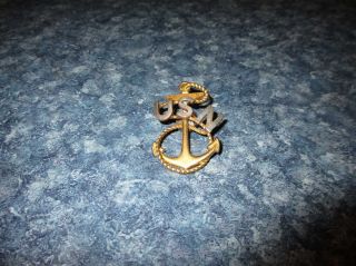 Us Navy Chief Petty Officer Cap Badge Ww I Era Sterling Usn Cpo Insignia Pin