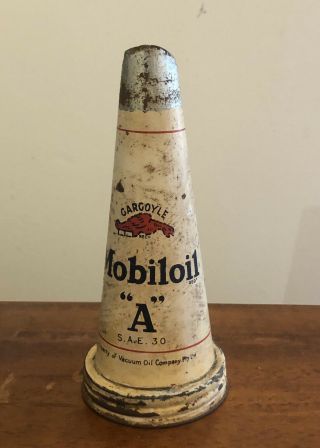 Vintage 30s Mobiloil Motor Oil Gas Station Glass Bottle Spout Only