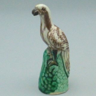 Vintage Chinese Export Brown Drip Bird Parrot Figurine Majolica Mud Man China
