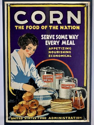 Corn Food Of Nation World War 1 Poster (fine) 1918 21x30 Wwi Usfa 33a