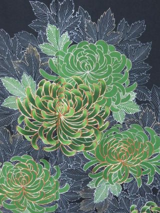 01abcf 1028 Silk Tomesode Fabric Japanese Kimono Embroidery Chrysanthemum