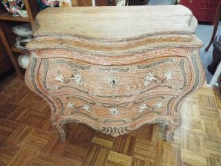 Vintage Rustic French Louis Xv Wormwood Bombe Chest/commode