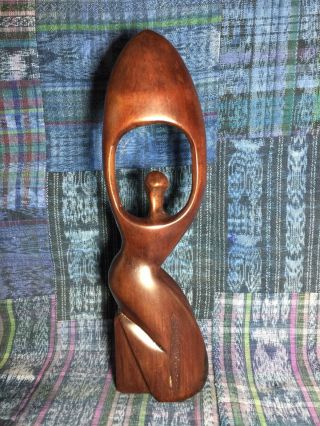 Vintage Hand Carved Wood Wooden African Modern Woman Statue figure 2