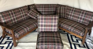 Vintage A.  Brandt Fort Worth Ranch Oak Mission Style 4 Piece Sectional Couch 2