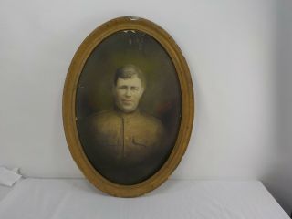 Large Convex Ww1 Soldier Doughboy Portrait In A Bubble Glass Frame (no Glass)