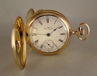 117 Years Old Waltham 10k Gold Filled Hunter Case 18s Great Looking Pocket Watch
