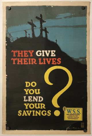 Vintage Poster They Give Their Lives World War I Propaganda Usa Wwi