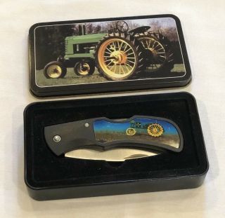 John Deere Tractor Collector Pocket Knife With Tin Stainless Blade
