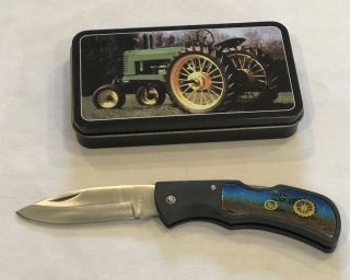 JOHN DEERE Tractor Collector Pocket KNIFE with TIN Stainless Blade 3