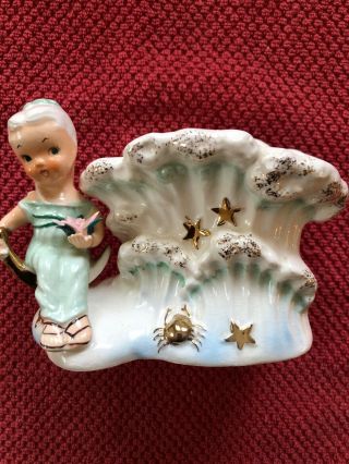 Vintage Napco Cancer Your Lucky Star Guardian Angel Planter - S1259