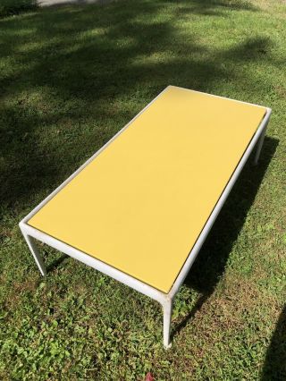 Mid - Century Richard Schultz Knoll Yellow Enamel Top Aluminum Coffee Table