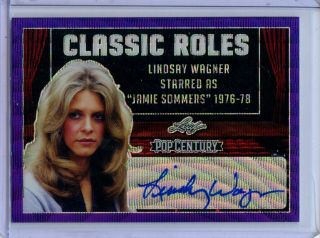 2019 Leaf Pop Century Metal Classic Roles Purple Autograph Lindsay Wagner 1/10