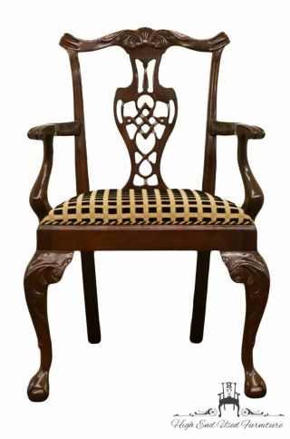 Hickory Chair Mahogany Chippendale Style Dining Arm Chair 865 - 01