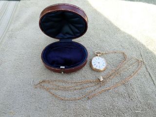 Lecoultre 1800s - 18k Solid Gold - 750 - Ladies Pendant Watch With 24 Inch Slide Chain