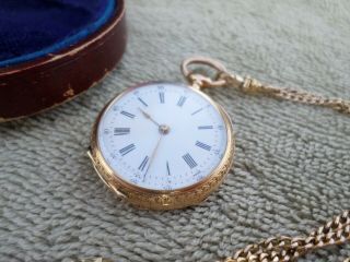 LECOULTRE 1800s - 18K SOLID GOLD - 750 - LADIES PENDANT WATCH WITH 24 INCH SLIDE CHAIN 2