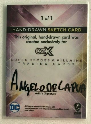 Cryptozoic DC CZX Heroes and Villains 1/1 Sketch by Angelo de Capua 2