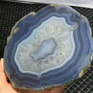 639g Brazilian Agate Geode Slab/slice - Large Natural Druzy Quartz Crystals