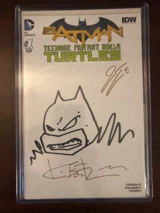Batman Tmnt 1 Blank Sketch Cover Signed And Sketch By Kevin Eastman