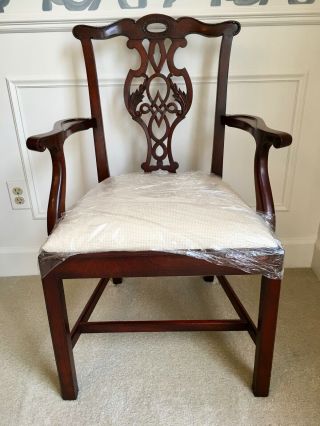 Baker Furniture Mahogany Chippendale Historic Charleston Arm Chair Upholster