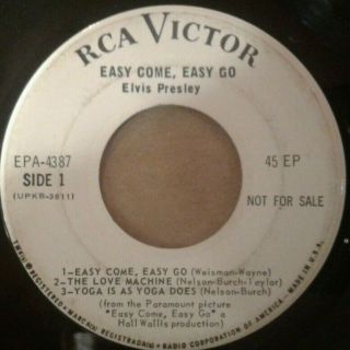 Elvis Presley Easy Come Easy Go Rca Victor Epa 4387 Promo