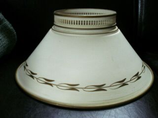Vintage Round Metal Lampshade Table Lamp Ivory/antique White Shade Lighting Tole