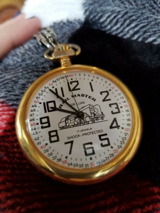 Antique Rail Master Railroad/ Train Pocket Watch.  Rare Front Open.  17 Jewels