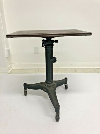 Vintage Kaslo Cast Iron Typewriter Table Adjustable Antique Industrial Stand Nyc