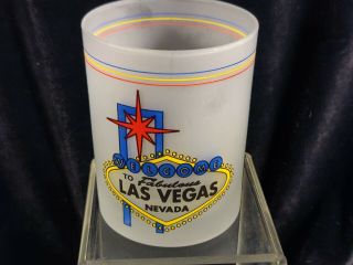 Rare Mgm Grand Welcome To Las Vegas Sign Frosted Rocks Glass