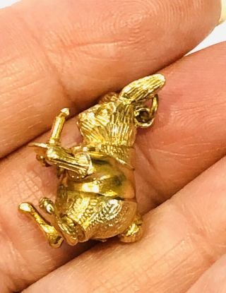 Fine Vintage 9ct Gold Rabbit Holding A Candle Charm,  375,  Heavy,  5.  8 Grams