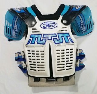 Jt Racing Vintage Full Chest Protector White Blue Black Bmx Motocross Mx Usa Pro