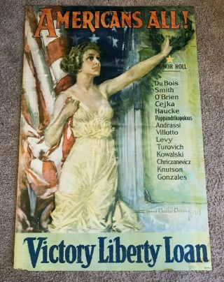 1919 Wwi World War One Poster Americans All Howard Chandler Christy