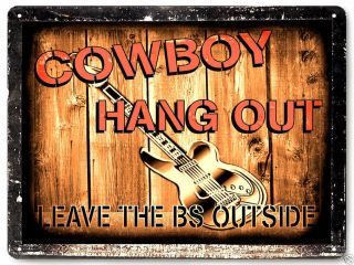 Cowboy Country Boy Metal Sign Guitar / Pub Bar Retro Mancave Vintage Style 055