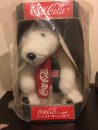 Coca Cola Collectible 8” Plush Polar Bear With Coke Bottle