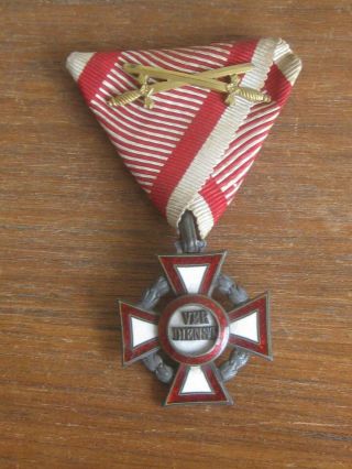 Antique Wwi Austrian Military Silver Enamel Merit Cross Medal Austria Vinc Mayer