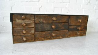Antique 19th Century Stained Pine Apothecary Workshop Drawers