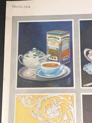 1924 Monarch Coffee Ad Graphics Lion Logo Tea Tin Catsup Cocoa & 3