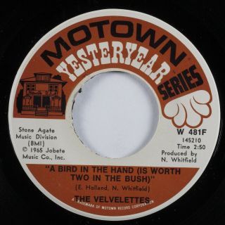 Northern Soul 45 Velvettes A Bird In The Hand Motown Yesteryear Hear