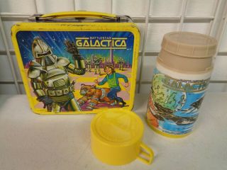 Vintage 1978 Aladdin Battlestar Galactica Metal Lunchbox Complete Thermos